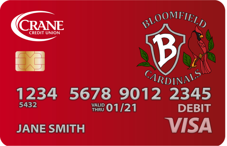 Crane and Bloomfield Cardinals co-branded debit card