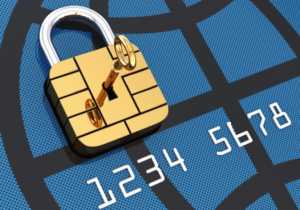 Credit card security chip as padlock